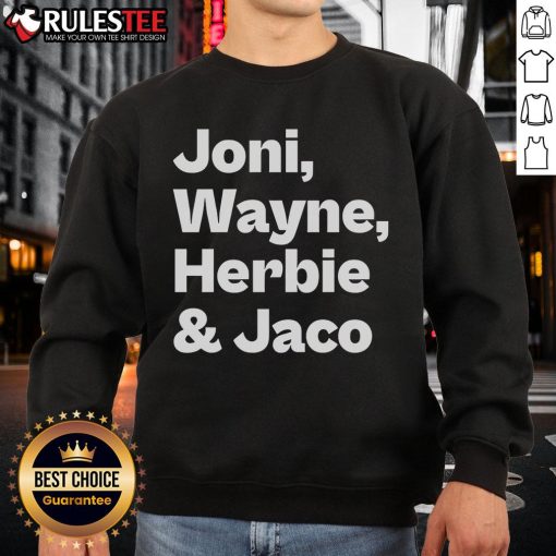 Premium Joni Wayne Herbie and Jaco sweatshirt featuring vibrant graphics and a stylish design, perfect for music lovers.