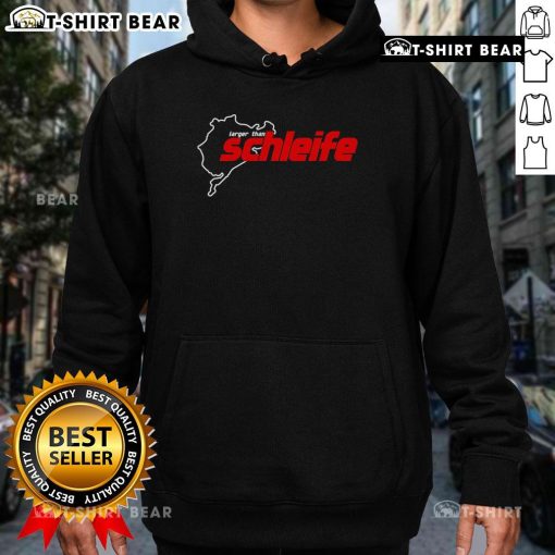 Alt Text: Premium Larger Than Schleife Trackstreet Boys III Hoodie featuring a stylish design and comfortable fit for casual wear.
