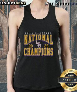 Premium LSU Tigers 2025 NCAA Baseball Men's College World Series Champions tank top featuring team colors and logo.