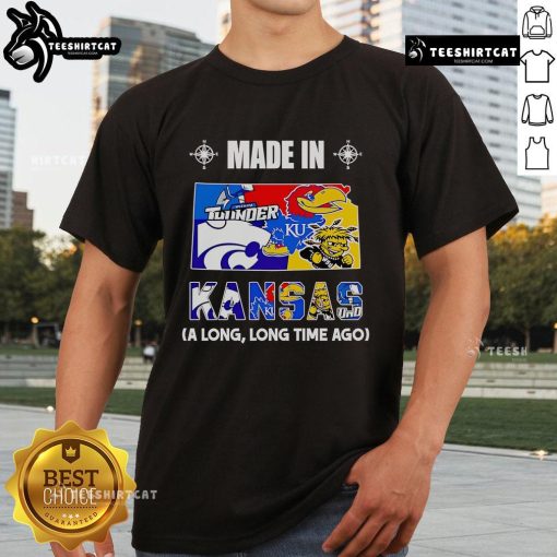 Premium Made In Kansas A Long Long Time Ago T-Shirt featuring vintage design and soft fabric, perfect for Kansas pride.