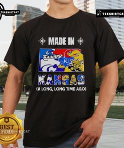 Premium Made In Kansas A Long Long Time Ago T-Shirt featuring vintage design and soft fabric, perfect for Kansas pride.
