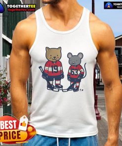 Alt Text: Premium Matthew Tkachuk and Brad Marchand Cat and Rat tank top featuring vibrant graphics and comfortable fit.