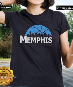 Premium Memphis Grizzlies cityscape skyline style 2025 ladies tee featuring vibrant graphics and a stylish fit.