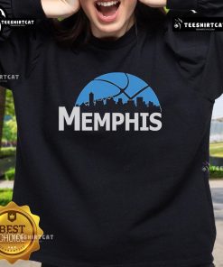 Alt Text: Premium Memphis Grizzlies cityscape skyline style 2025 sweatshirt showcasing vibrant team colors and urban design.