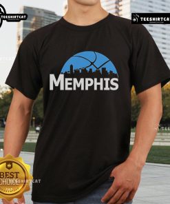 Premium Memphis Grizzlies Cityscape Skyline Style 2025 T-Shirt featuring a vibrant city skyline design and team colors.