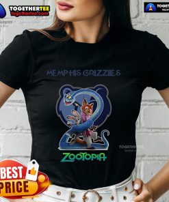 Alt Text: Premium Memphis Grizzlies Zootopia 2 Ladies Tee featuring vibrant graphics and a stylish fit for fans.