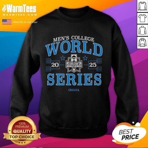 Premium Men's College World Series 2025 NCAA Baseball Sweatshirt in navy, featuring team logo and comfortable fit.