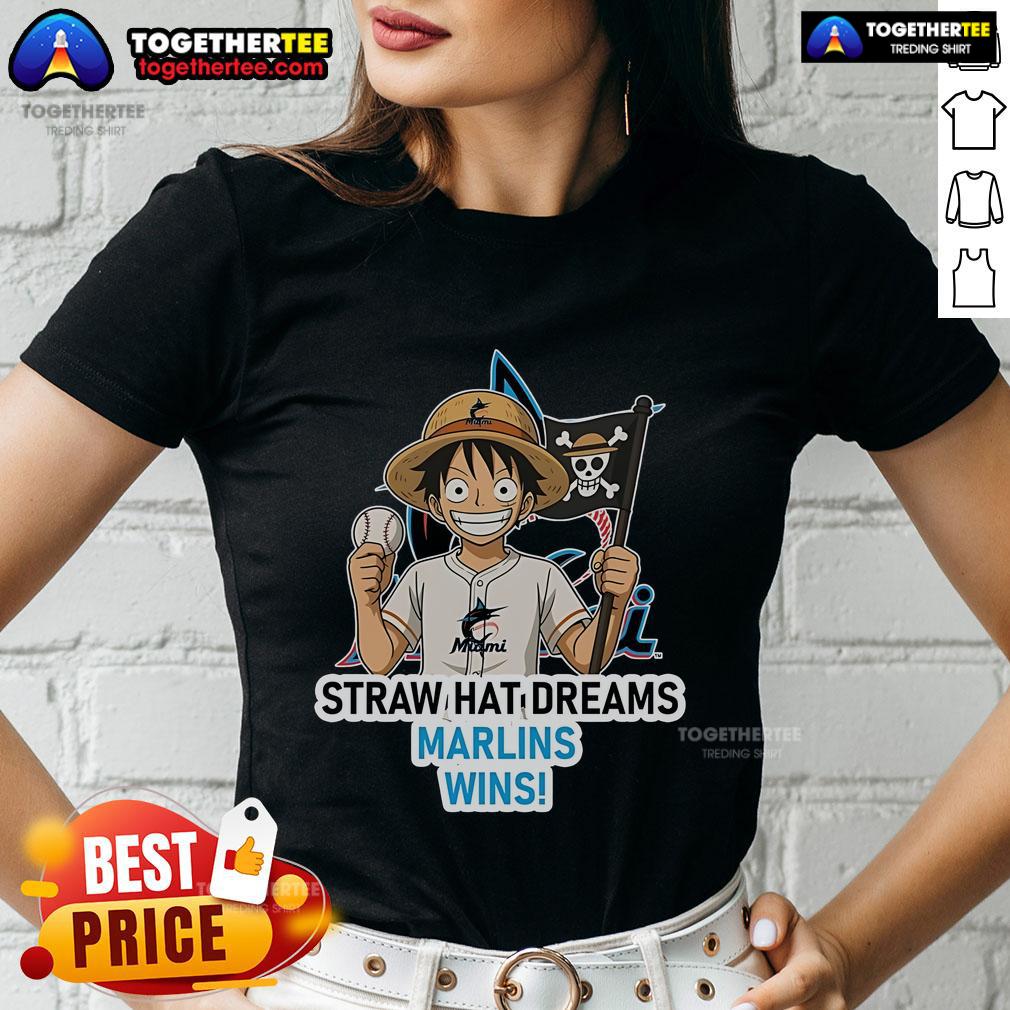 Premium Miami Marlins Monkey D. Luffy Straw Hat Dreams Wins Ladies Tee Premium Miami Marlins Monkey D. Luffy Straw Hat Dreams Wins ladies tee featuring vibrant graphics and a stylish design.