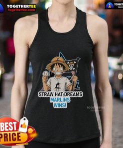 Premium Miami Marlins Monkey D. Luffy Straw Hat Dreams tank top featuring vibrant graphics and a stylish design.