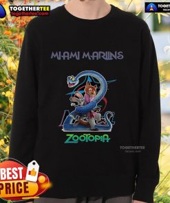 Alt Text: Premium Miami Marlins Zootopia 2 Sweatshirt featuring vibrant graphics and a comfortable fit for fans.