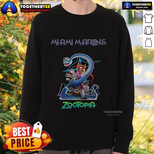 Alt Text: Premium Miami Marlins Zootopia 2 Sweatshirt featuring vibrant graphics and a comfortable fit for fans.