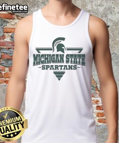 Alt Text: Premium Michigan State Spartans football triangle helmet tank top, perfect for fans and game day attire.
