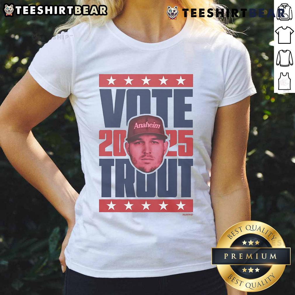 Premium Mike Trout 2025 Vote Ladies Tee Premium Mike Trout 2025 Vote Ladies Tee featuring vibrant graphics and a stylish fit for fans of baseball and fashion.