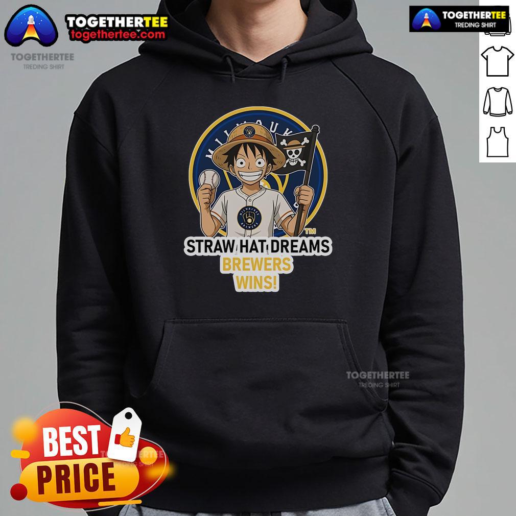 Premium Milwaukee Brewers Monkey D. Luffy Straw Hat Dreams Wins Hoodie Premium Milwaukee Brewers Monkey D. Luffy Straw Hat Dreams Wins Hoodie showcasing vibrant graphics and team spirit.