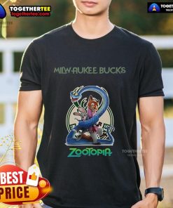 Premium Milwaukee Bucks Zootopia 2 T-Shirt featuring vibrant graphics and a comfortable fit for fans and collectors.