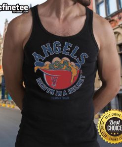 Premium MLB X Flavortown Los Angeles Angels Heaven in a Helmet tank top featuring vibrant colors and stylish design.