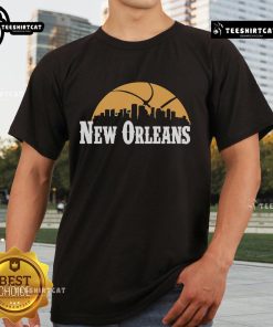 Premium New Orleans Pelicans Cityscape Skyline Style 2025 T-Shirt showcasing vibrant city design and team spirit.