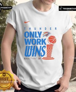 Alt Text: Premium Oklahoma City Thunder 2025 NBA Finals Champions Nike T-Shirt showcasing team pride and quality design.