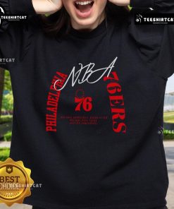 Premium Philadelphia 76ers team spirit sweatshirt in vibrant blue, perfect for fans showcasing team pride.
