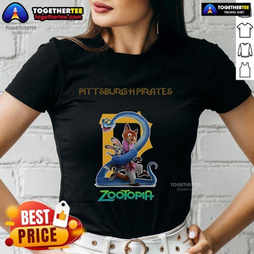 Premium Pittsburgh Pirates Zootopia 2 Ladies Tee featuring vibrant graphics and a stylish fit for fans.