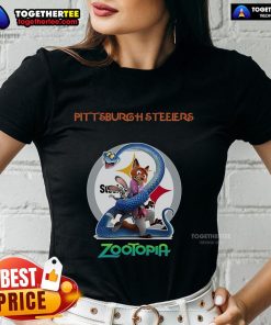 Premium Pittsburgh Steelers Zootopia 2 Ladies Tee showcasing stylish design for female fans of NFL team apparel.