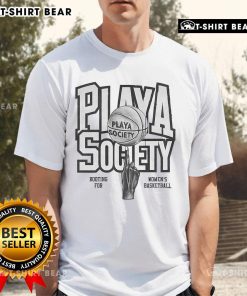Premium Play A Society Women's Basketball T-Shirt featuring a bold design supporting women's sports and empowerment.