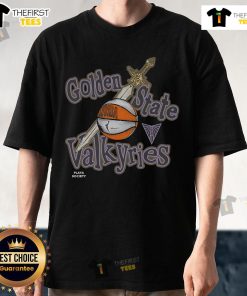 Alt Text: Premium Playa Society Golden State Valkyries Sketch T-Shirt featuring a stylish design and vibrant colors for fans.