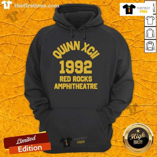 Alt Text: Premium Quinn XCII Red Rocks 2025 Collegiate Hoodie featuring vibrant design and cozy fit for fans.
