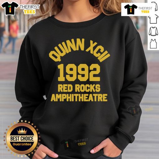 Premium Quinn XCII Red Rocks 2025 collegiate sweatshirt featuring vibrant design and comfortable fit for fans.
