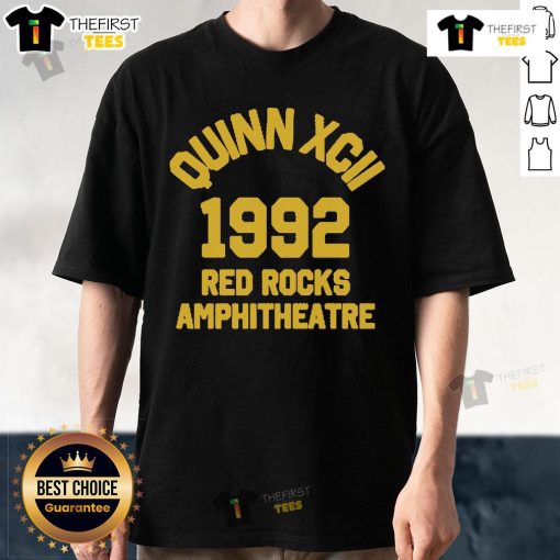 Alt Text: Premium Quinn Xcii Red Rocks 2025 Collegiate T-Shirt featuring vibrant red design, perfect for fans and collectors.