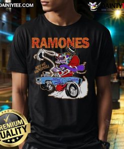 Premium Ramones Hey Ho Vamonos cartoon T-shirt featuring vibrant graphics and iconic band logo for fans and collectors.
