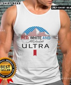 Premium red and white Michelob Ultra tank top for men, perfect for summer events and casual outings.