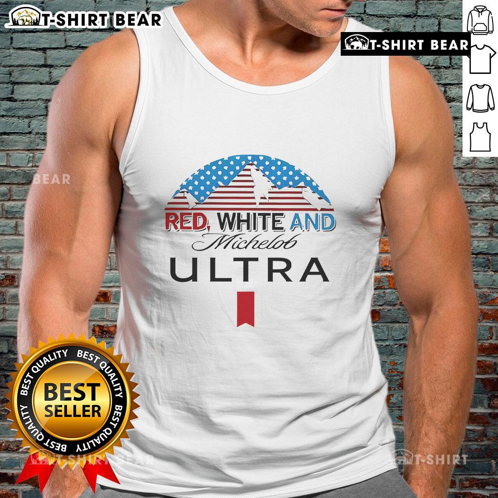 Premium Red White And Michelob Ultra Tank Top Premium red and white Michelob Ultra tank top for men, perfect for summer events and casual outings.