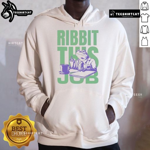 Premium Ribbit This Job Frog Hoodie featuring a playful frog design, perfect for casual wear and frog lovers.