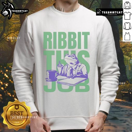 Premium Ribbit This Job Frog Sweatshirt featuring a playful frog graphic and cozy design for casual wear.