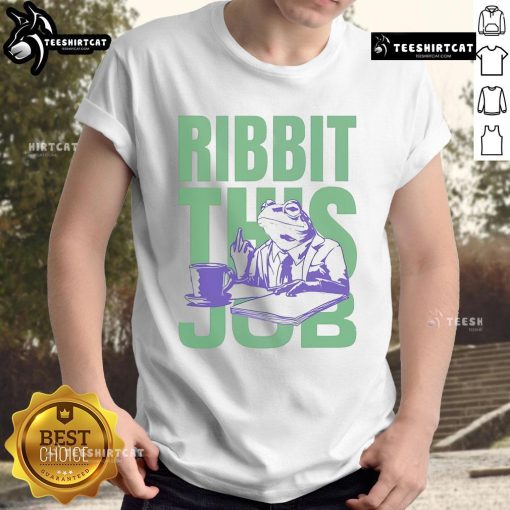 Alt Text: Premium Ribbit This Job Frog T-Shirt featuring a playful frog graphic, perfect for casual wear and frog lovers.