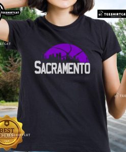 Premium Sacramento Kings cityscape skyline style 2025 ladies tee featuring a vibrant design and comfortable fit.