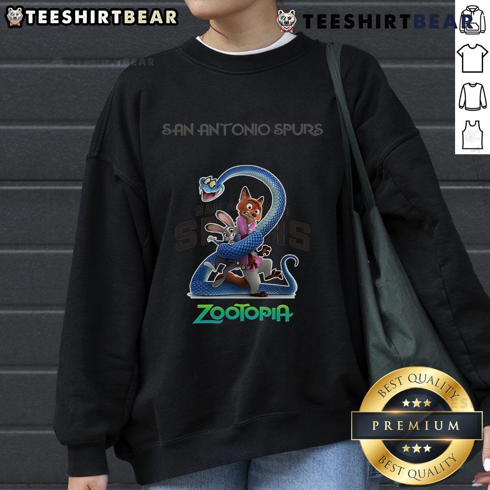 Premium San Antonio Spurs Zootopia 2 Sweatshirt Alt Text: Premium San Antonio Spurs Zootopia 2 Sweatshirt featuring vibrant graphics and comfortable fit for fans.