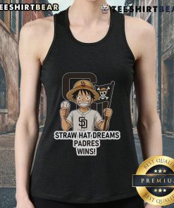 Premium San Diego Padres Monkey D. Luffy Straw Hat Dreams Wins tank top featuring vibrant design and fan-favorite characters.