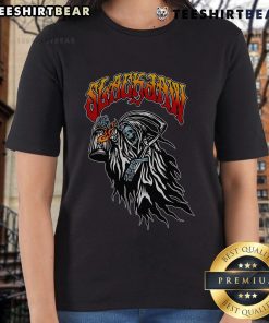 Premium Slackjaw Reaper Ladies Tee featuring a stylish graphic design, perfect for casual outfits and Halloween vibes.