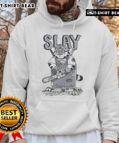 Alt Text: Premium Slay Cat 'I Hate Mondays' Lasagna Hoodie featuring a playful cat design, perfect for cozy, casual wear.