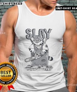 Premium Slay Cat 'I Hate Mondays' Lasagna Tank Top featuring a fun cat graphic, perfect for casual wear and humor lovers.