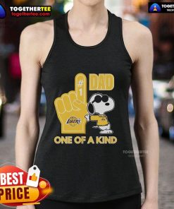 Alt Text: Premium Snoopy Los Angeles Lakers tank top for dads, featuring unique design and vibrant team colors.