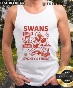 Premium Swans Sydney's Finest cartoon tank top featuring vibrant swan graphics, perfect for summer fashion.