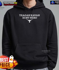 Alt Text: Premium Texas Softball hoodie featuring 'Teagan Kavan Is My Hero' logo, perfect for fans and players.