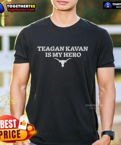 Alt Text: Premium Texas Softball Teagan Kavan Is My Hero logo t-shirt design featuring bold graphics and vibrant colors.