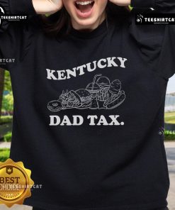 Premium The Kentucky Dad Tax Sweatshirt in navy blue, featuring bold white lettering, perfect for proud dads.