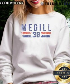 Alt Text: Premium Tylor Megill 38 New York M vintage sweatshirt featuring a classic design and comfortable fit for fans.