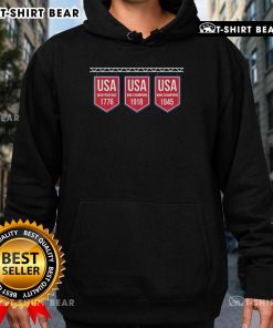 Premium USA Banner Hoodie featuring historical years 1776, 1918, and 1945, perfect for patriotic fashion lovers.