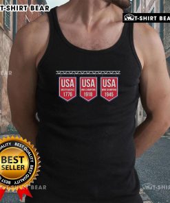 Premium USA Banner Tank Top featuring historical years 1776, 1918, and 1945 for patriotic fashion enthusiasts.